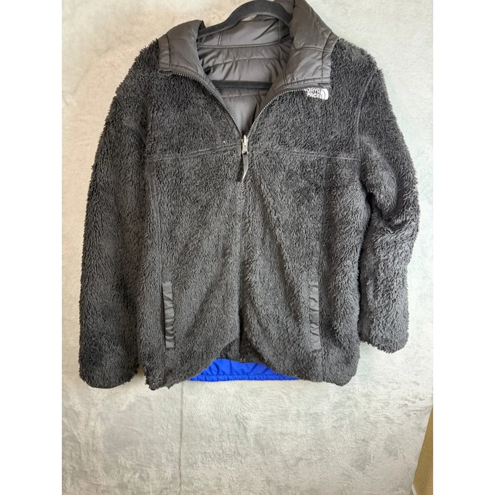 THE NORTH FACE Reversible Jacket Boys XL 18 20 Blue Black Sherpa Puffer
